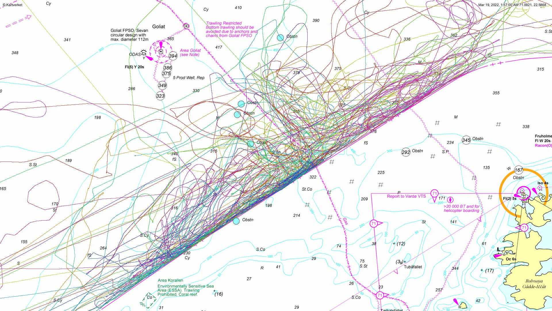 Restriksjoner og kryssing av fiberkabler